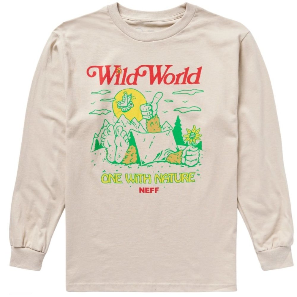 Mens NEFF "Wild World One with Nature" Long Sleeve Cotton T-shirt Size S Med NWT